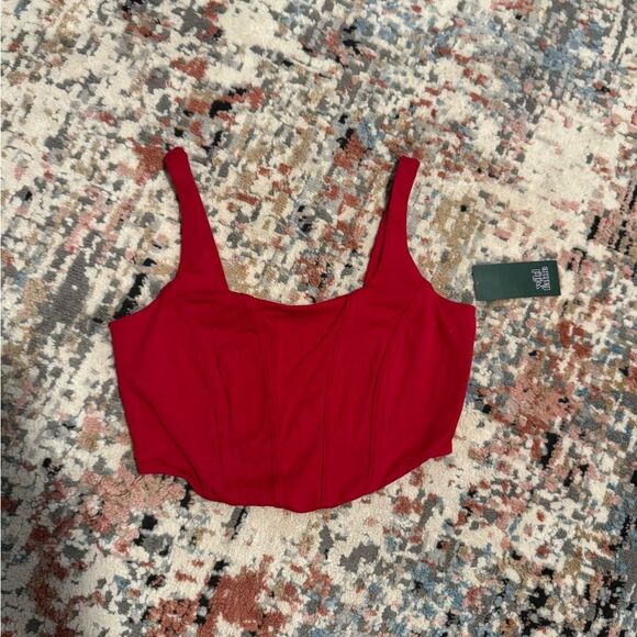 Red Corset Style Juniors Top - Picture 1 of 7